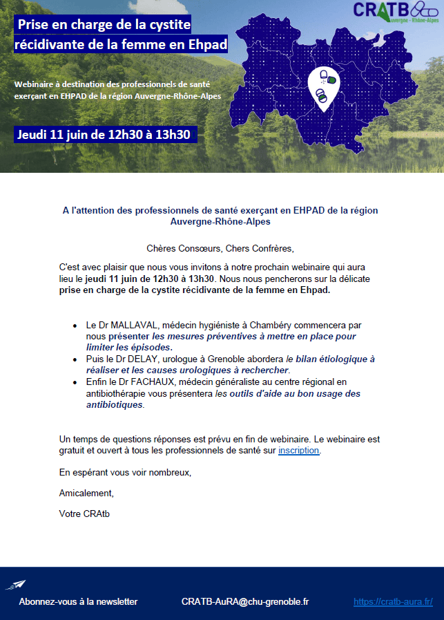 Webinaire sur la prise en charge de la cystite récidivante chez la femme en EHPAD